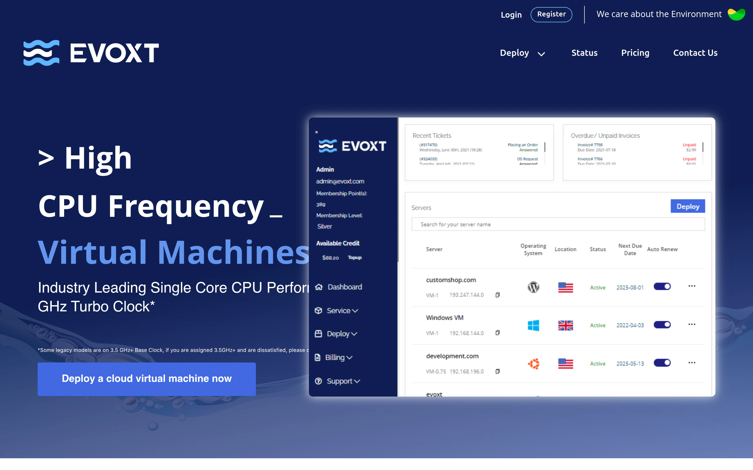 Evoxt - 低价高频CPU虚拟主机-1